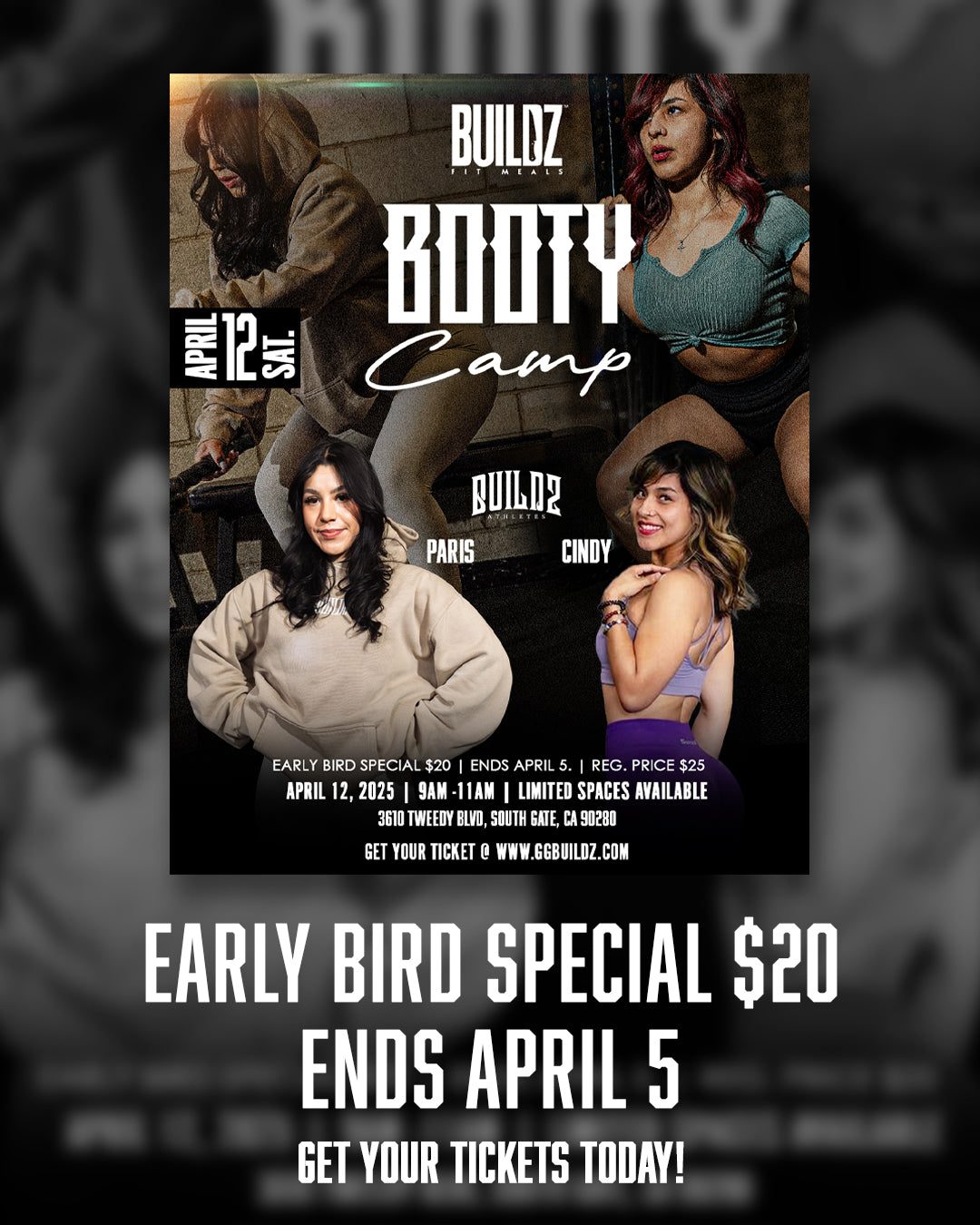 BUILDZ BootyCamp | Saturday, April 12 | 9am-11am